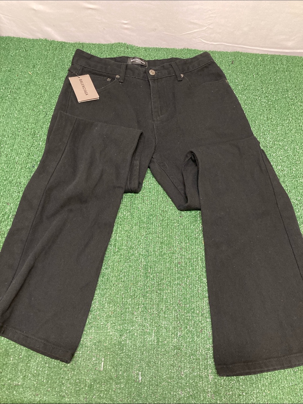 Designer Inspired Black Wide-Leg Trousers unisex Large 32 x 32 (OKPM-05-024)